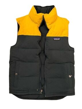 PATAGONIA Men's REVERSIBLE body Yellow & dark green Puffer Vest - XXS, womens xs